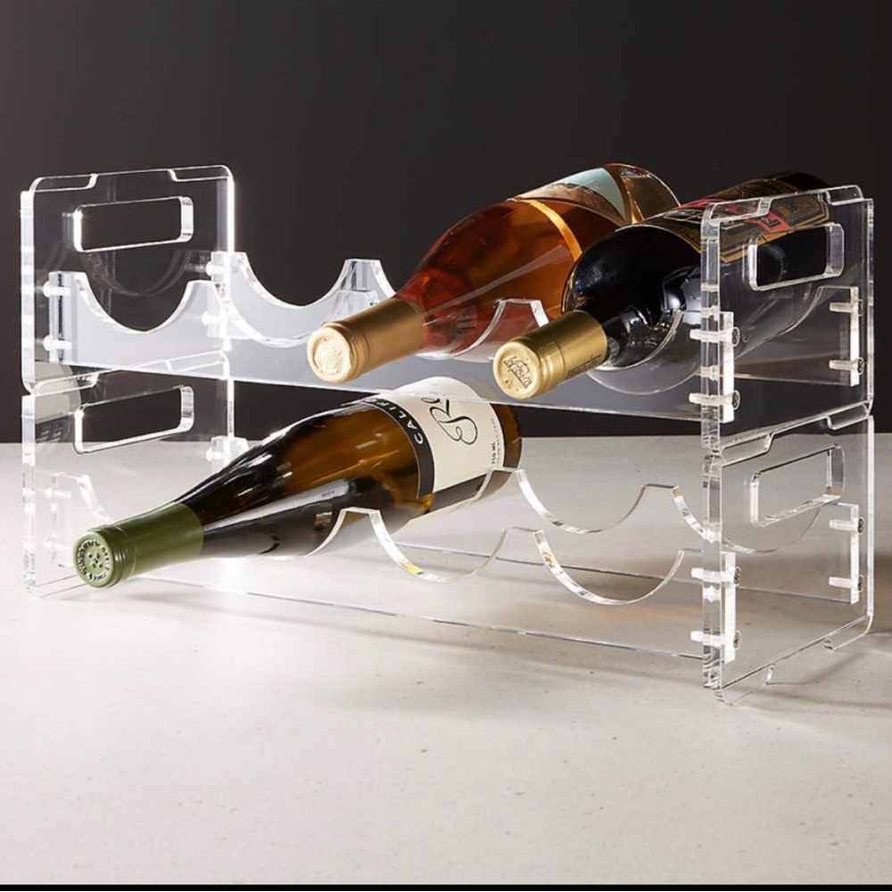 Stackable CB2 Acrylic Wine Racks (set of 2)